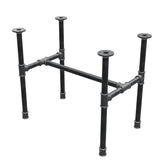 Estructura de mesa de centro industrial de hierro fundido, en H, 61 × 39 cm, altura 52 cm, vista tres cuartos
