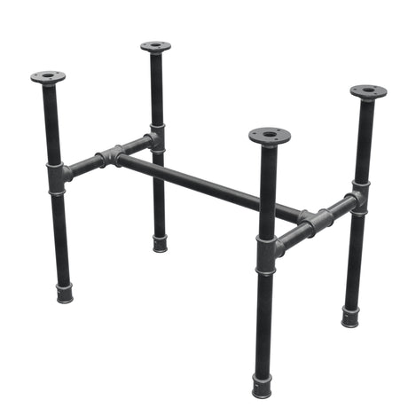 Estructura de mesa de centro industrial de hierro fundido, en H, 61 × 39 cm, altura 52 cm, vista tres cuartos