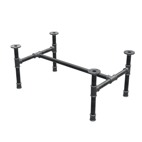 Estructura de mesa de centro industrial de hierro fundido, en H, 71 × 45 cm, altura 32 cm, vista tres cuartos