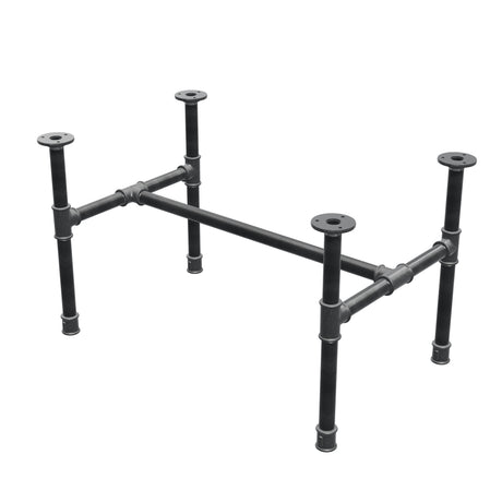 Estructura de mesa de centro industrial de hierro fundido, en H, 71 × 45 cm, altura 42 cm, vista tres cuartos