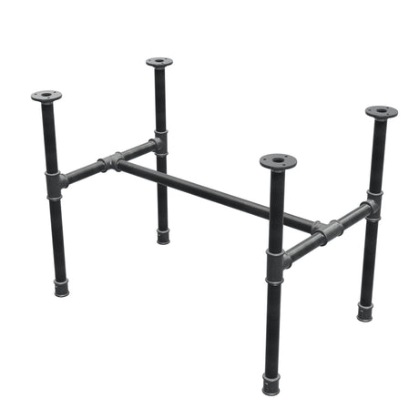 Estructura de mesa de centro industrial de hierro fundido, en H, 71 × 45 cm, altura 52 cm, vista tres cuartos