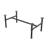 Estructura de mesa de centro industrial de hierro fundido, en H, 81 × 45 cm, altura 32 cm, vista tres cuartos