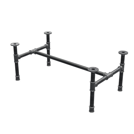 Estructura de mesa de centro industrial de hierro fundido, en H, 81 × 45 cm, altura 32 cm, vista tres cuartos