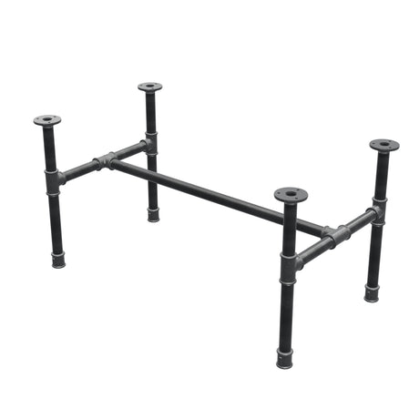 Estructura de mesa de centro industrial de hierro fundido, en H, 81 × 45 cm, altura 42 cm, vista tres cuartos