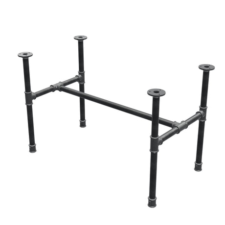 Estructura de mesa de centro industrial de hierro fundido, en H, 81 × 45 cm, altura 52 cm, vista tres cuartos