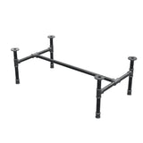 Estructura de mesa de centro industrial de hierro fundido, en H, 91 × 51 cm, altura 32 cm, vista tres cuartos