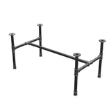Estructura de mesa de centro industrial de hierro fundido, en H, 91 × 51 cm, altura 42 cm, vista tres cuartos