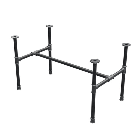 Estructura de mesa de centro industrial de hierro fundido, en H, 91 × 51 cm, altura 52 cm, vista tres cuartos