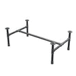 Estructura de mesa de centro industrial de hierro fundido, en H, 91 × 55 cm, altura 32 cm, vista tres cuartos