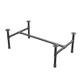 Estructura de mesa de centro industrial de hierro fundido, en H, 91 × 55 cm, altura 32 cm, vista tres cuartos