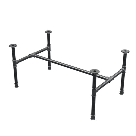 Estructura de mesa de centro industrial de hierro fundido, en H, 91 × 55 cm, altura 42 cm, vista tres cuartos