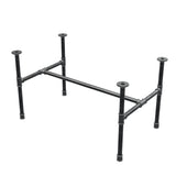Estructura de mesa de centro industrial de hierro fundido, en H, 91 × 55 cm, altura 52 cm, vista tres cuartos