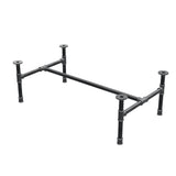 Estructura de mesa de centro industrial de hierro fundido, en H, 96 × 55 cm, altura 32 cm, vista tres cuartos