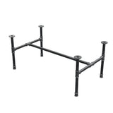 Estructura de mesa de centro industrial de hierro fundido, en H, 96 × 55 cm, altura 42 cm, vista tres cuartos