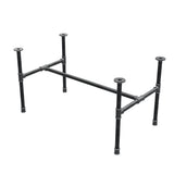 Estructura de mesa de centro industrial de hierro fundido, en H, 96 × 55 cm, altura 52 cm, vista tres cuartos