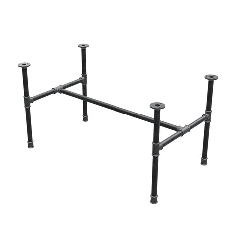 Estructura de mesa de centro industrial de hierro fundido, en H, 96 × 55 cm, altura 52 cm, vista tres cuartos