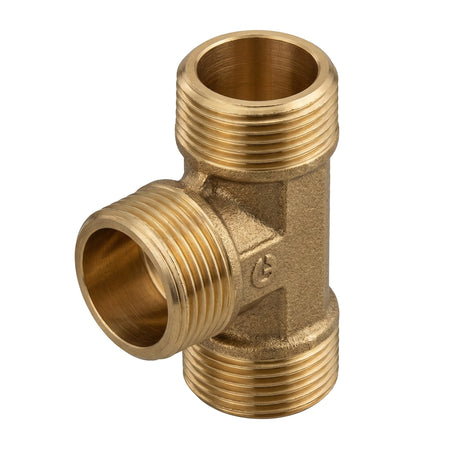 Te macho-hembra-hembra de latón CW617N BSP - vista isométrica