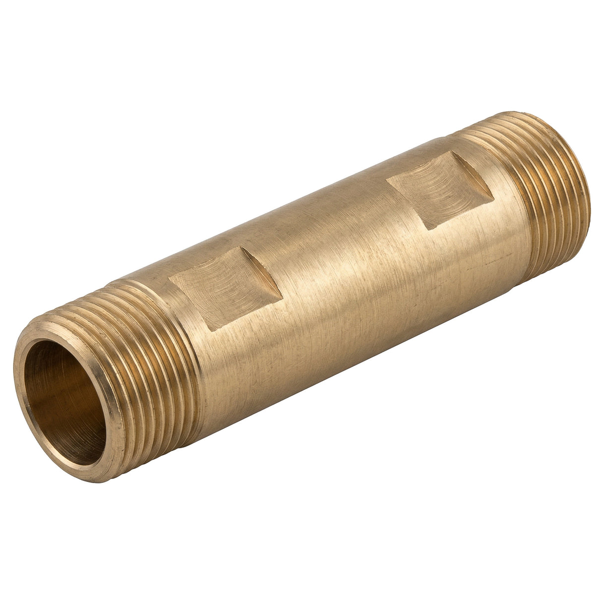 Tubo de espera macho-macho para contador de agua de latón CW617N BSP - vista isométrica 3/4