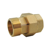 Unión de alcance plano macho-hembra junta EPDM en latón CW617N BSP - vista isométrica 3/4