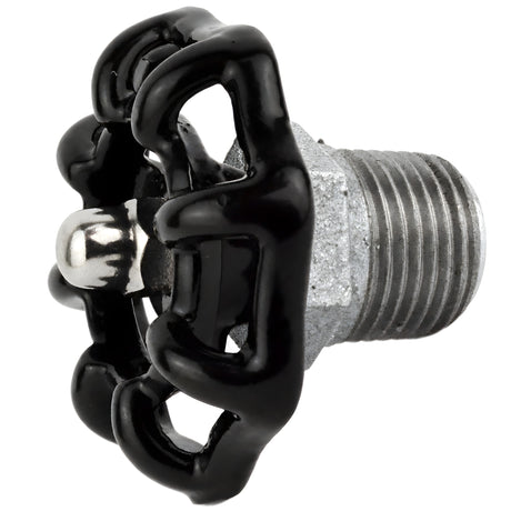 Volante negro de 52 mm sobre medio niple, 1/2'' con tuerca de acero inoxidable, racor de hierro fundido galvanizado