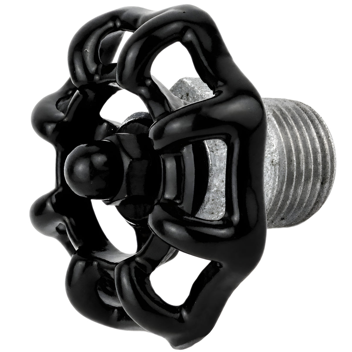 Volante negro de 52 mm sobre medio niple, 1/2'' con tuerca negra, racor de hierro fundido galvanizado