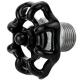 Volante negro de 52 mm sobre medio niple, 1/2'' con tuerca negra, racor de hierro fundido galvanizado