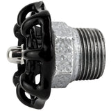 Volante negro de 52 mm sobre medio niple, tuerca de acero inoxidable, racor de hierro fundido galvanizado