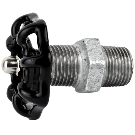 Volante negro de 52 mm sobre niple, 1/2'' con tuerca de acero inoxidable, racor de hierro fundido galvanizado