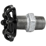Volante negro de 52 mm sobre niple, 1/2'' con tuerca negra, racor de hierro fundido galvanizado