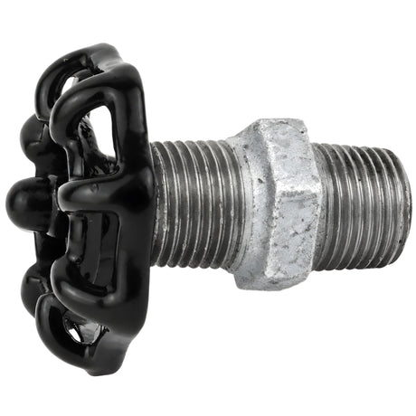 Volante negro de 52 mm sobre niple, 1/2'' con tuerca negra, racor de hierro fundido galvanizado