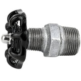Volante negro de 52 mm sobre niple, tuerca de acero inoxidable, racor de hierro fundido galvanizado