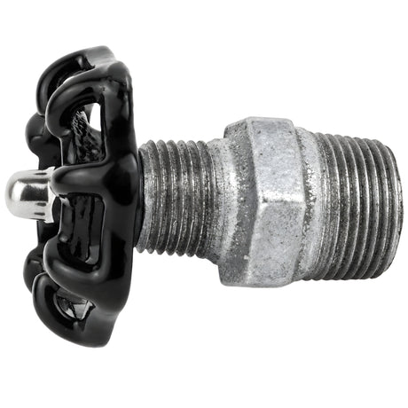 Volante negro de 52 mm sobre niple, tuerca de acero inoxidable, racor de hierro fundido galvanizado