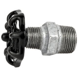 Volante negro de 52 mm sobre niple, tuerca negra, racor de hierro fundido galvanizado