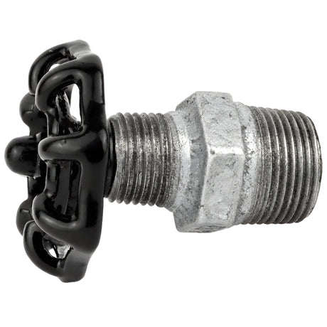 Volante negro de 52 mm sobre niple, tuerca negra, racor de hierro fundido galvanizado