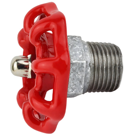 Volante rojo de 52 mm sobre medio niple, 1/2'' con tuerca de acero inoxidable, racor de hierro fundido galvanizado