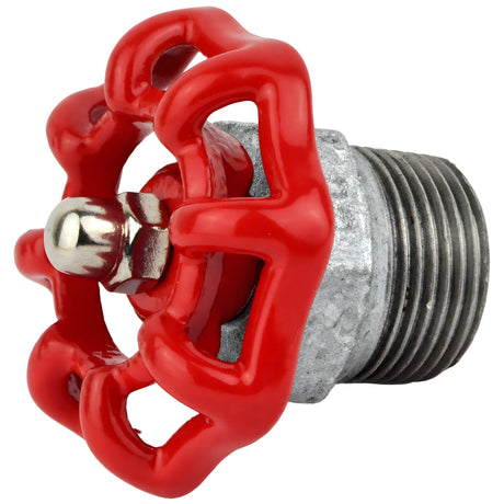 Volante rojo de 52 mm sobre medio niple, tuerca de acero inoxidable, racor de hierro fundido galvanizado