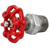 Volante rojo de 52 mm sobre niple, tuerca de acero inoxidable, racor de hierro fundido galvanizado