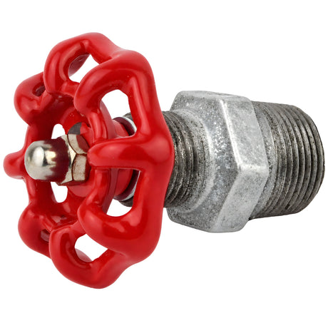 Volante rojo de 52 mm sobre niple, tuerca de acero inoxidable, racor de hierro fundido galvanizado