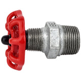 Volante rojo de 52 mm sobre niple, tuerca negra, racor de hierro fundido galvanizado