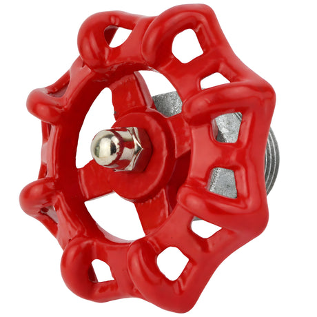 Volante rojo de 72 mm sobre medio niple, 1/2'' con tuerca de acero inoxidable, racor de hierro fundido galvanizado