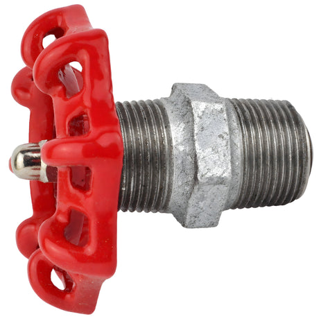 Volante rojo de 72 mm sobre niple, tuerca de acero inoxidable, racor de hierro fundido galvanizado