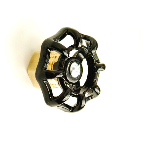 Pomo para mueble con volante válvula negro.