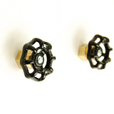 Pomo tirador Pomo con volante negro en latón de estilo industrial