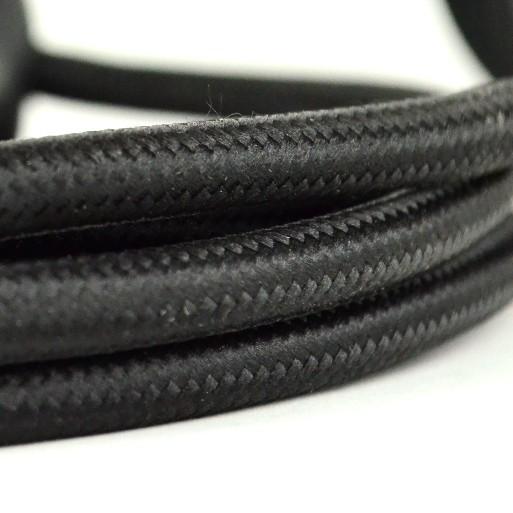 Cable eléctrico textil negro - cable textil para lámpara estilo industrial