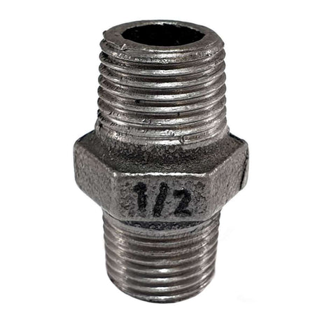 Niple Derecha/Izquierda MM rosca fundido negro 1/2" Ø21 rosca sobre roscas 