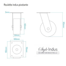 Rueda giratoria industrial negra - metal - 125 mm - freno de bloqueo